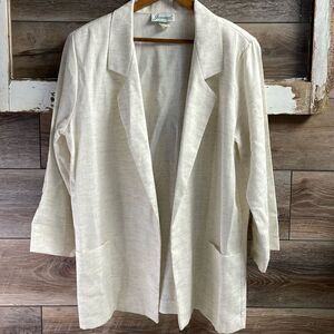 Joanna Ladies Blazer Jacket , Size Medium, Cream with Brown Specks, Vintage